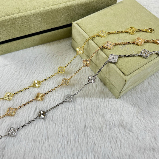 [Lucky Star]CLOVER 6 MOTIF DIAMOND LASER BRACELET