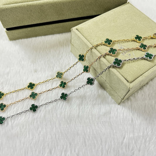 [Lucky Star]CLOVER 6 MOTIF MALACHITE BRACELET