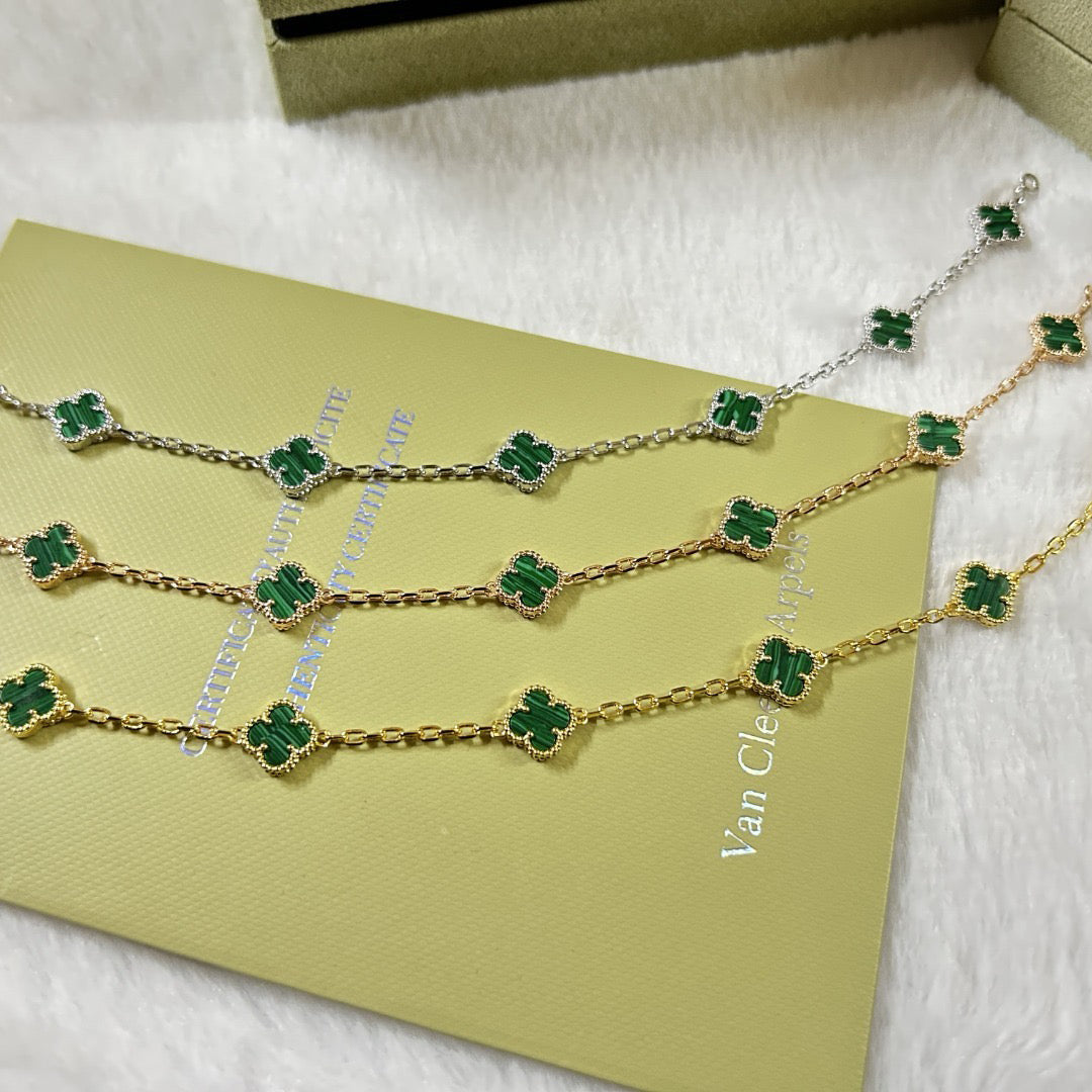 [Lucky Star]CLOVER 6 MOTIF MALACHITE BRACELET