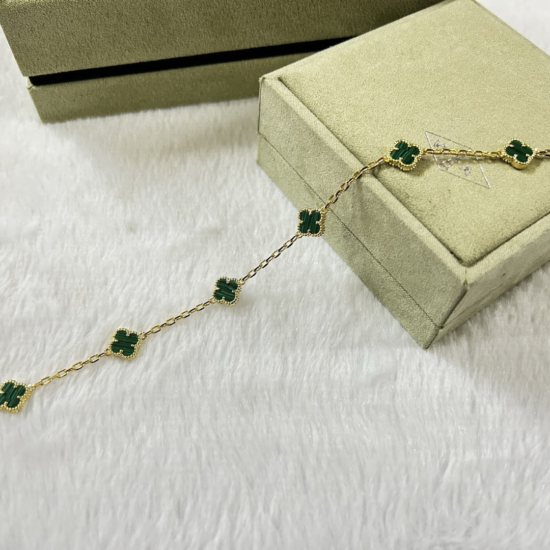 [Lucky Star]CLOVER 6 MOTIF MALACHITE BRACELET