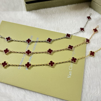 [Lucky Star]CLOVER 6 MOTIF RED AGATE BRACELET