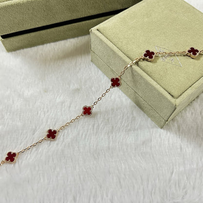 [Lucky Star]CLOVER 6 MOTIF RED AGATE BRACELET