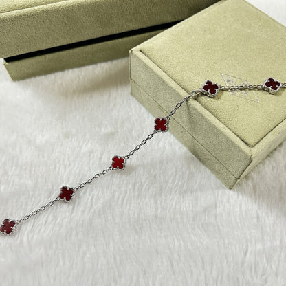 [Lucky Star]CLOVER 6 MOTIF RED AGATE BRACELET