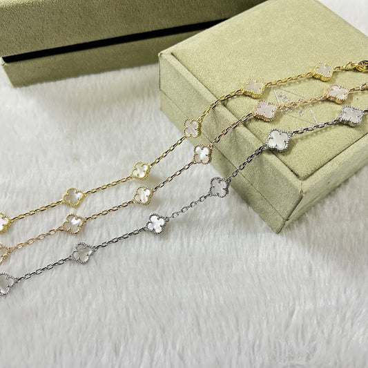 [Lucky Star]CLOVER 6 MOTIF WHITE MOP BRACELET