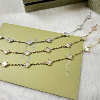 [Lucky Star]CLOVER 6 MOTIF WHITE MOP BRACELET