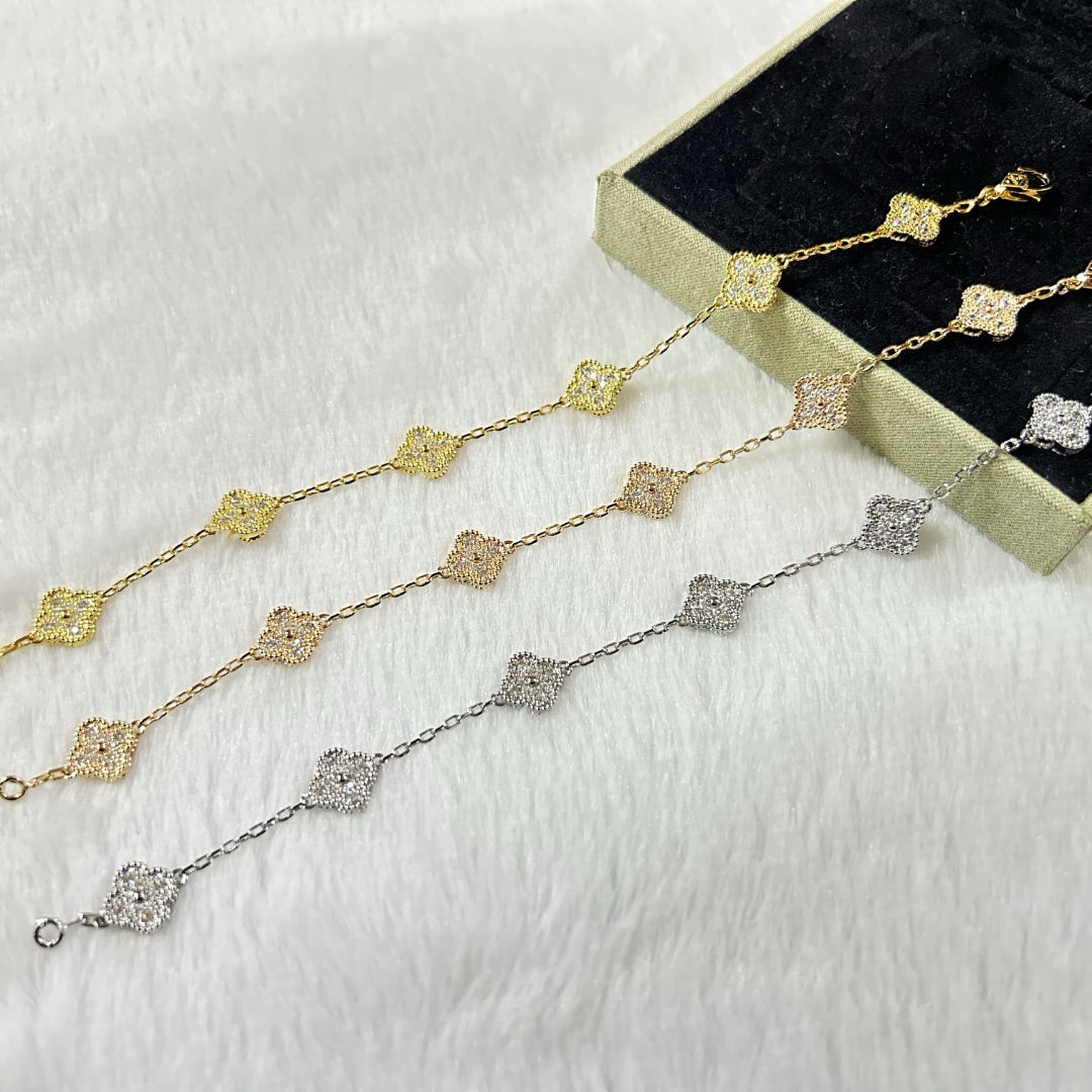 [Lucky Star]CLOVER 6 MOTIF DIAMOND BRACELET