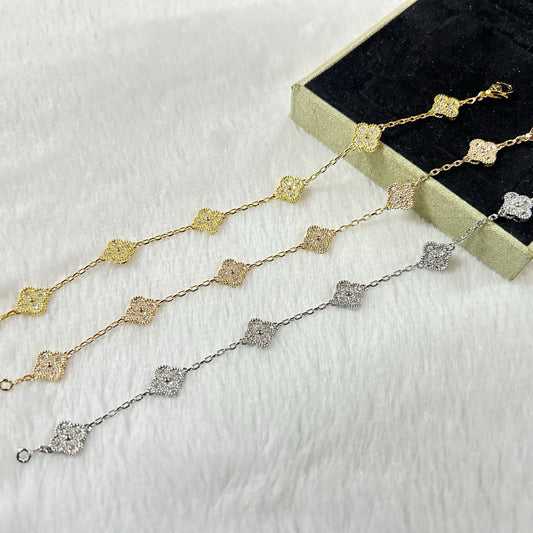[Lucky Star]CLOVER 6 MOTIF DIAMOND BRACELET