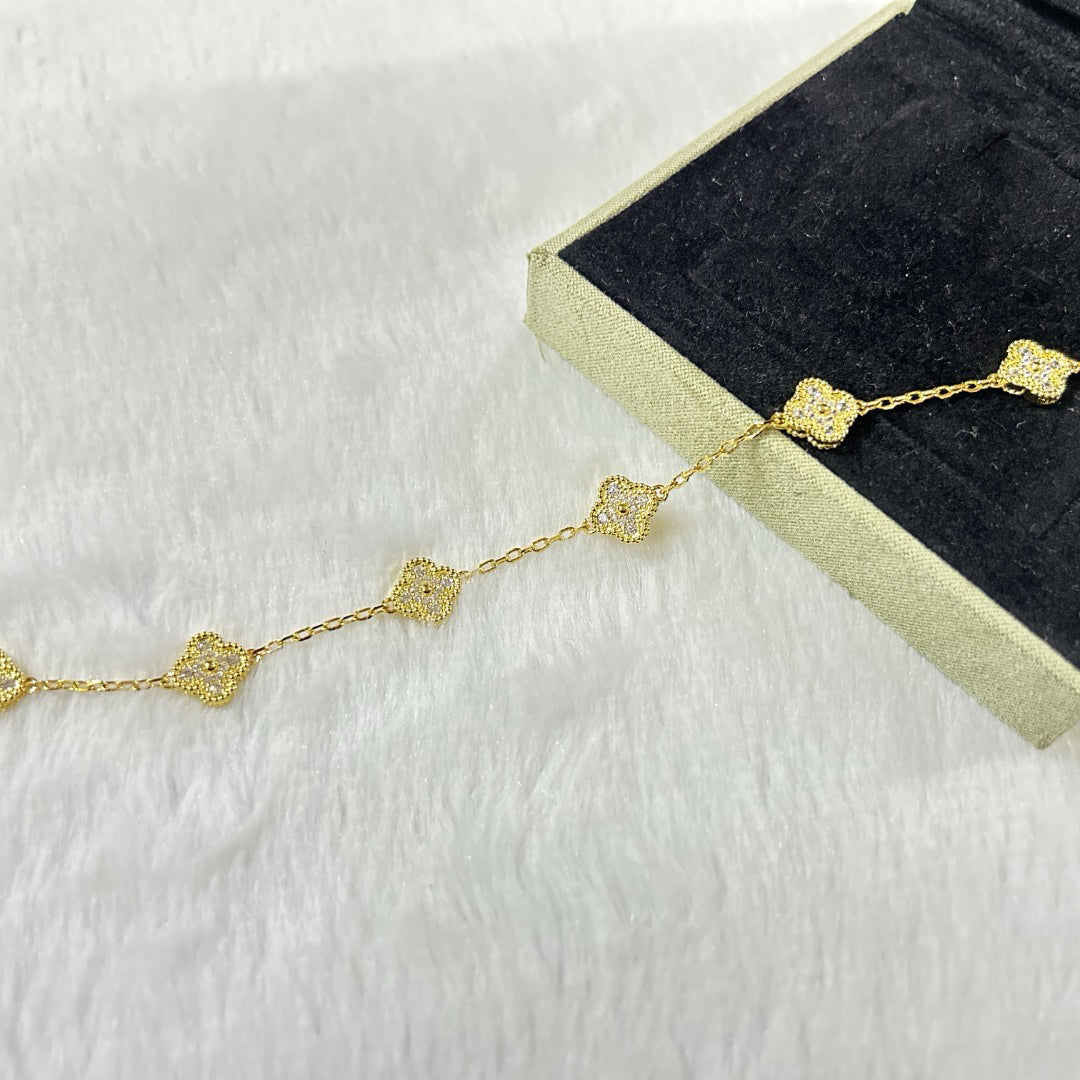 [Lucky Star]CLOVER 6 MOTIF DIAMOND BRACELET