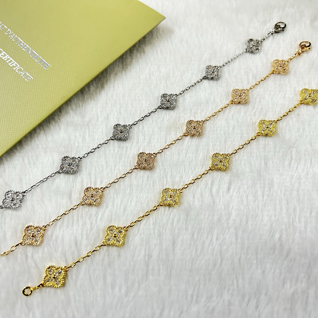 [Lucky Star]CLOVER 6 MOTIF DIAMOND BRACELET