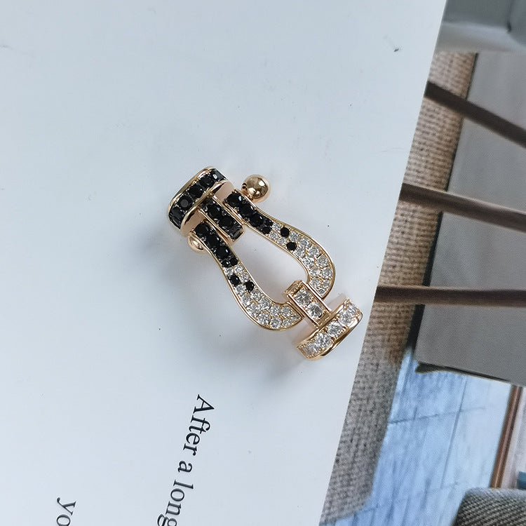 [Lucky Star]FORCE LARGE HORSESHOE BLACK WHITE DIAMOND BRACELET ROSE GOLD
