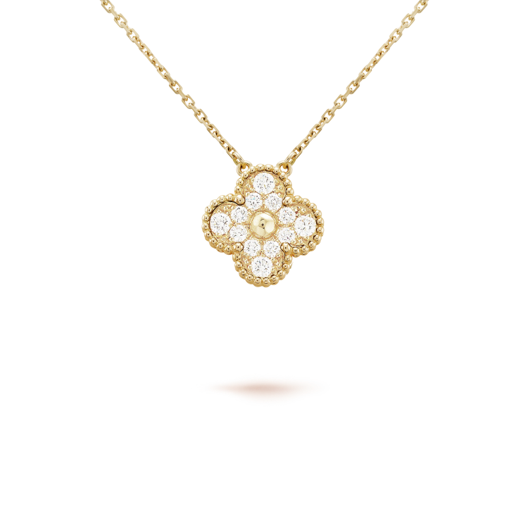 [Lucky Star]CLOVER 15MM DIAMOND SINGLE FLOWER NECKLACE