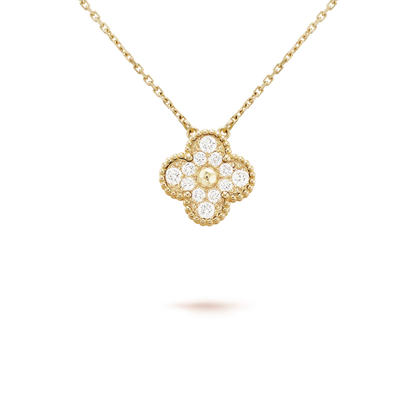 [Lucky Star]CLOVER 15MM DIAMOND SINGLE FLOWER NECKLACE