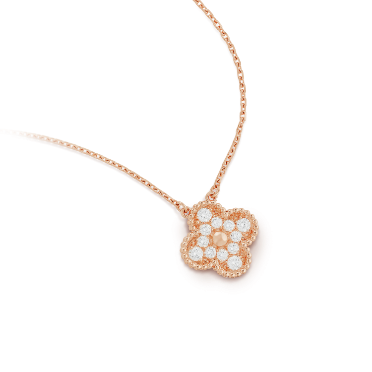 [Lucky Star]CLOVER 15MM DIAMOND SINGLE FLOWER NECKLACE