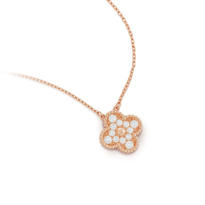 [Lucky Star]CLOVER 15MM DIAMOND SINGLE FLOWER NECKLACE