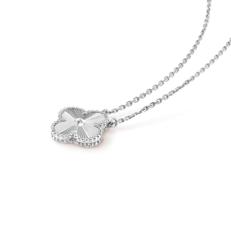 [Lucky Star]CLOVER 15MM LASER NECKLACE SILVER
