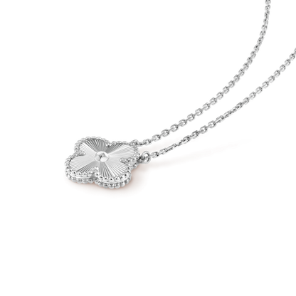 [Lucky Star]CLOVER 15MM LASER NECKLACE SILVER