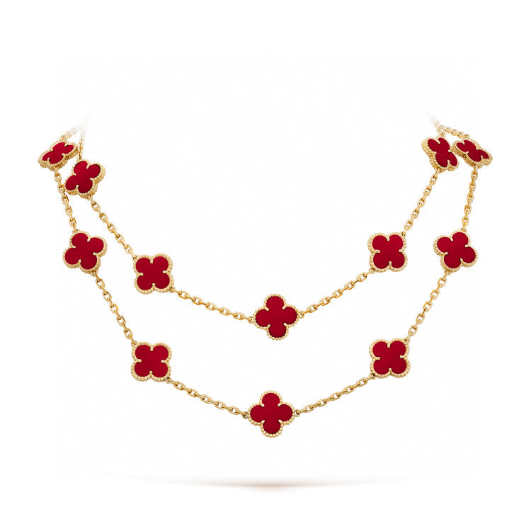[Lucky Star]CLOVER 20 MOTIFS CARNELIAN NECKLACE