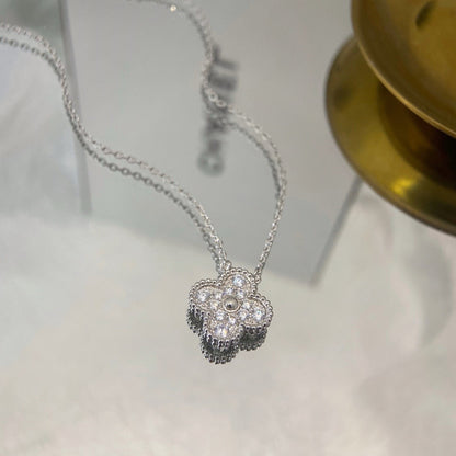 [Lucky Star]CLOVER 15MM DIAMOND SINGLE FLOWER NECKLACE
