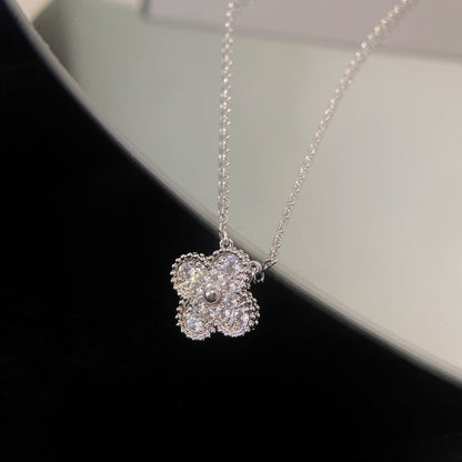 [Lucky Star]CLOVER 15MM DIAMOND SINGLE FLOWER NECKLACE
