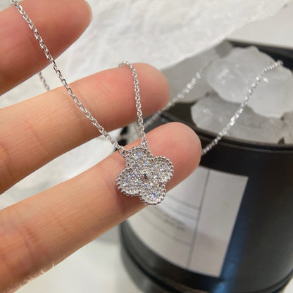 [Lucky Star]CLOVER 15MM DIAMOND SINGLE FLOWER NECKLACE