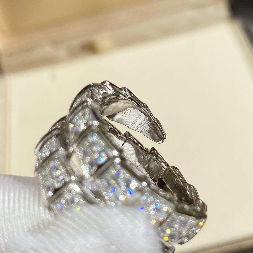 [Lucky Star]SERPENTI DOUBLE RING SILVER DIAMOND PAVED