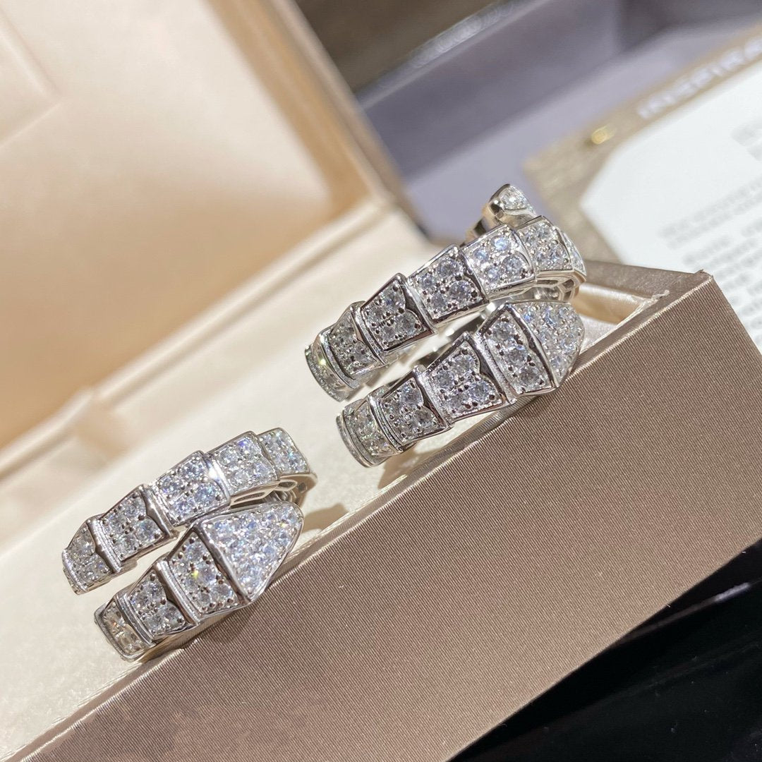 [Lucky Star]SERPENTI DOUBLE RING SILVER DIAMOND PAVED