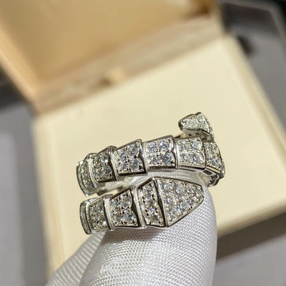 [Lucky Star]SERPENTI DOUBLE RING SILVER DIAMOND PAVED