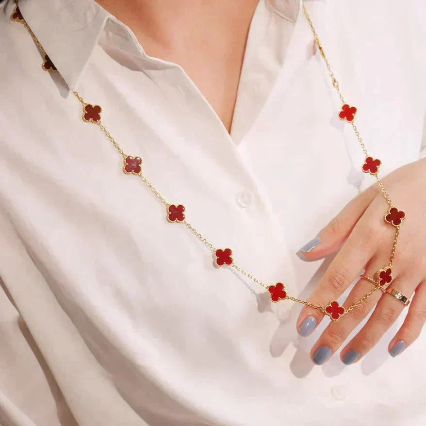 [Lucky Star]CLOVER 20 MOTIFS CARNELIAN NECKLACE