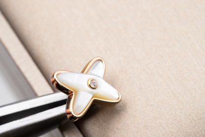 [Lucky Star]JEUX DE WHITE MOP ROSE GOLD DIAMOND EARRINGS
