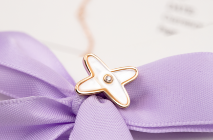 [Lucky Star]JEUX DE WHITE MOP PINK GOLD DIAMOND OHRRINGE