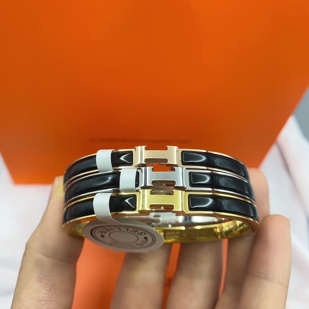 [ラッキースター]クラシック HM クリック ブラック 8MM エナメル ブレスレット