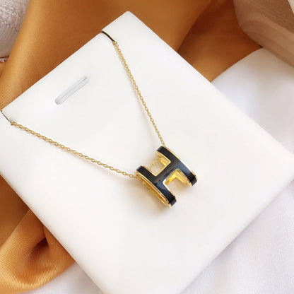 [ラッキースター]HM CLIC ブラックエナメルゴールドネックレス