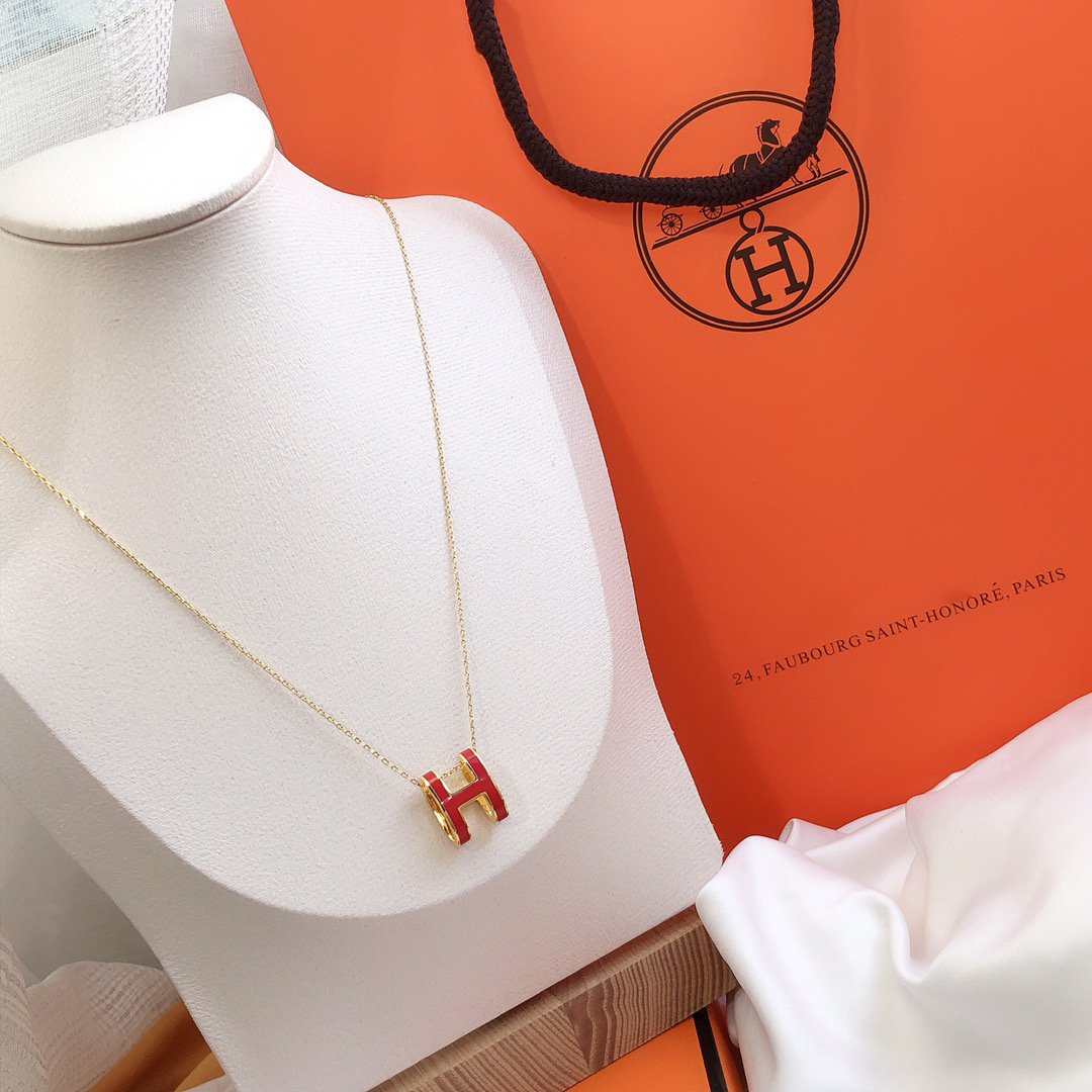 [Lucky Star]HM CLIC RED ENAMEL GOLD NECKLACE
