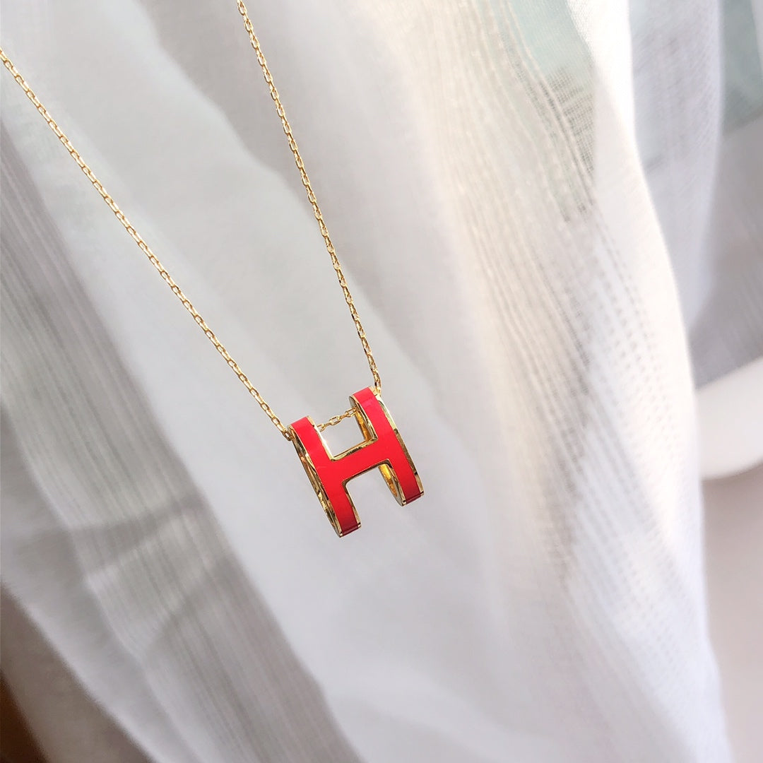 [Lucky Star]HM CLIC RED ENAMEL GOLD NECKLACE