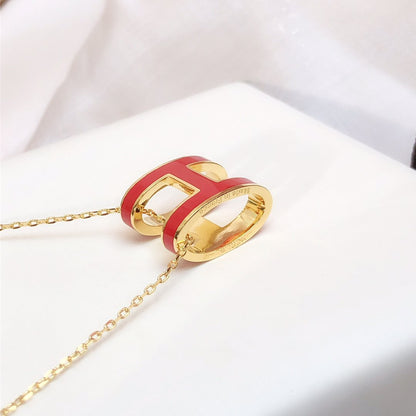 [Lucky Star]HM CLIC RED ENAMEL GOLD NECKLACE