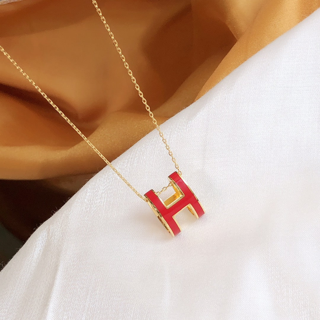 [Lucky Star]HM CLIC RED ENAMEL GOLD NECKLACE