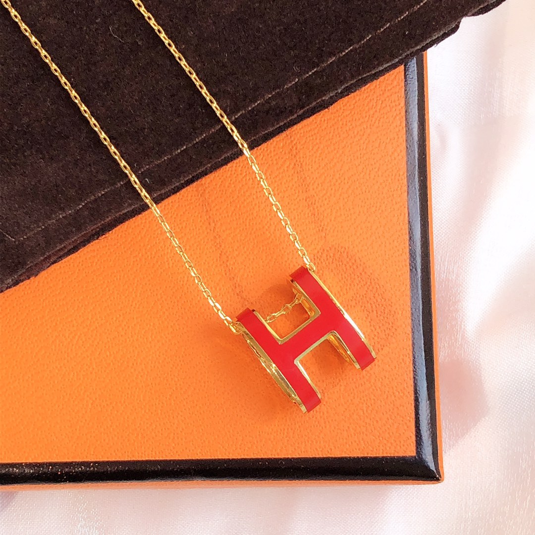 [Lucky Star]HM CLIC RED ENAMEL GOLD NECKLACE