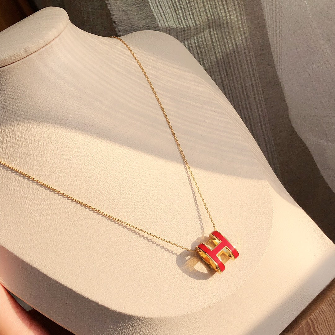 [Lucky Star]HM CLIC RED ENAMEL GOLD NECKLACE