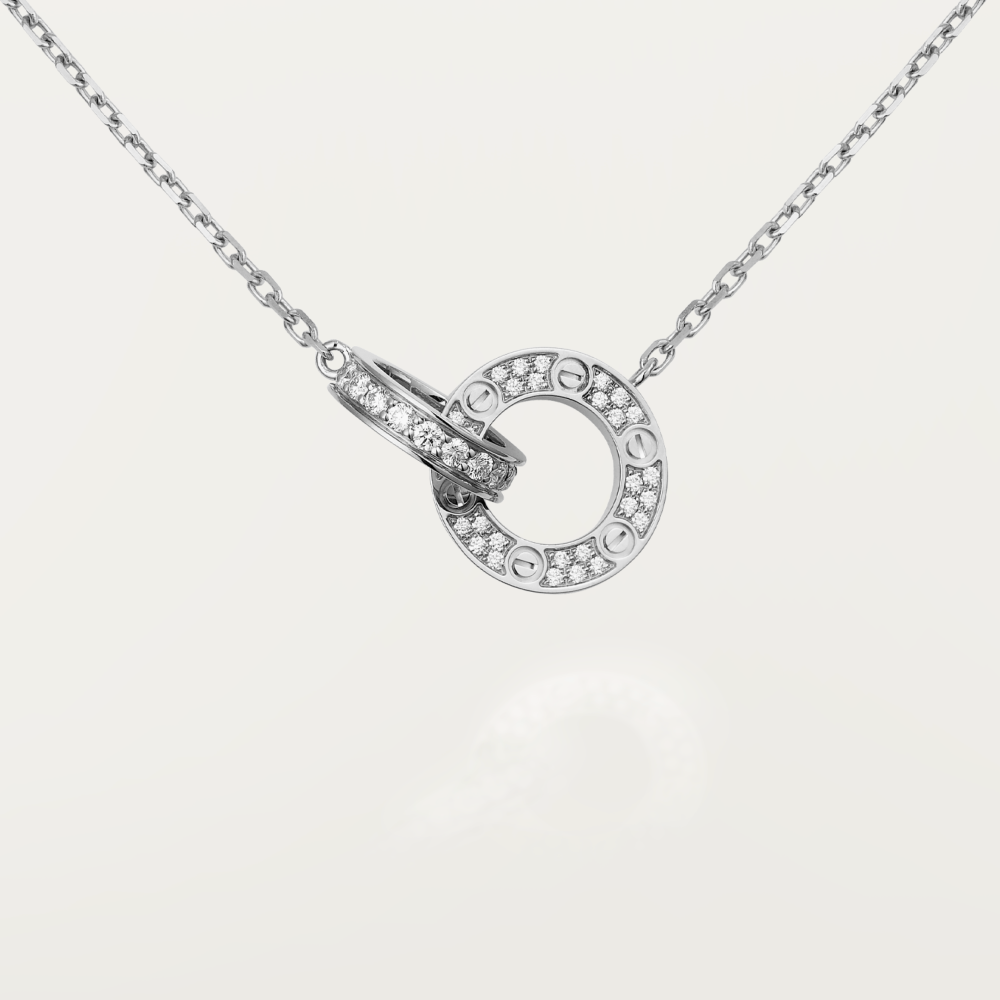 [Lucky Star]LOVE 7,6 MM HALSKETTE ROSÉGOLD UND SILBER VOLLER DIAMANT
