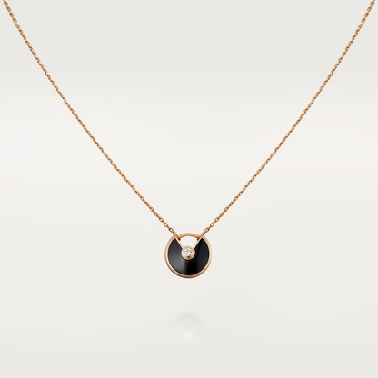 [Glücksstern]AMULETTE ROSÉGOLD ONYX HALSKETTE