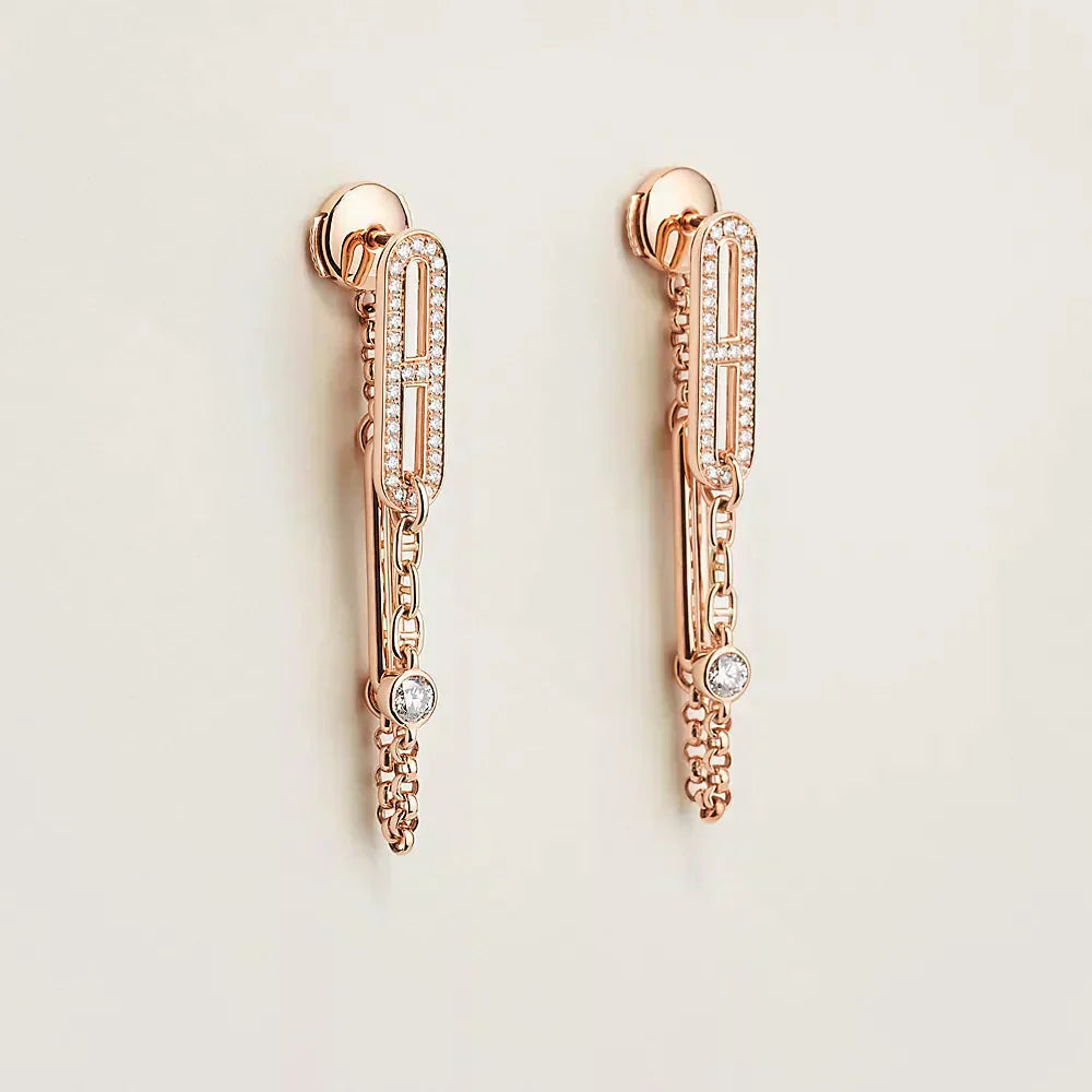 [Lucky Star]CHAINE CHAOS DIAMOND DROP EARRINGS