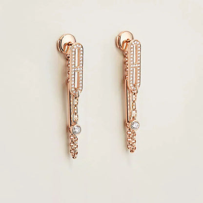 [Lucky Star]CHAINE CHAOS DIAMOND DROP EARRINGS