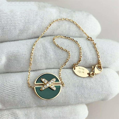 [Lucky Star]JEUX DE BRACELET MALACHITE PINK GOLD DIAMONDS