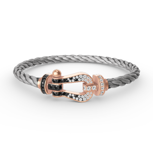 [Lucky Star]FORCE LARGE HORSESHOE BLACK WHITE DIAMOND BRACELET ROSE GOLD