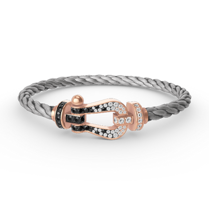 [Lucky Star]FORCE LARGE HORSESHOE BLACK WHITE DIAMOND BRACELET ROSE GOLD