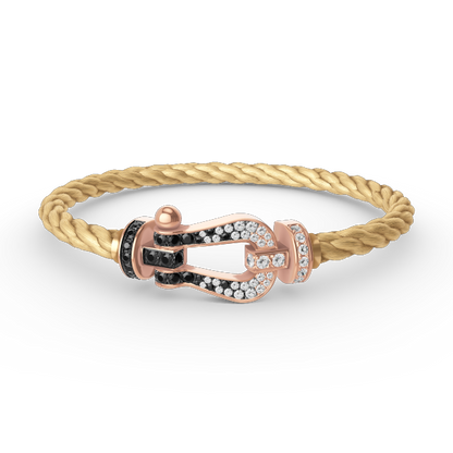[Lucky Star]FORCE LARGE HORSESHOE BLACK WHITE DIAMOND BRACELET ROSE GOLD