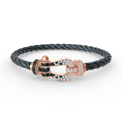 [Lucky Star]FORCE LARGE HORSESHOE BLACK WHITE DIAMOND BRACELET ROSE GOLD