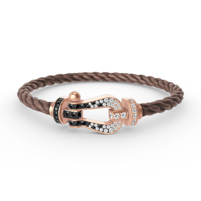 [Lucky Star]FORCE LARGE HORSESHOE BLACK WHITE DIAMOND BRACELET ROSE GOLD