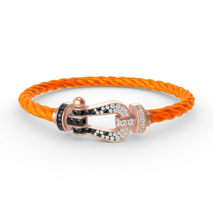 [Lucky Star]FORCE LARGE HORSESHOE BLACK WHITE DIAMOND BRACELET ROSE GOLD