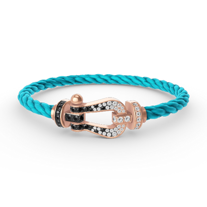[Lucky Star]FORCE LARGE HORSESHOE BLACK WHITE DIAMOND BRACELET ROSE GOLD